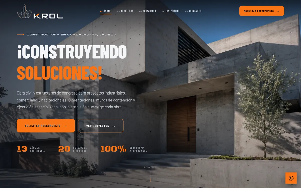 KROL Edificación Estructural – Construction Firm Site
